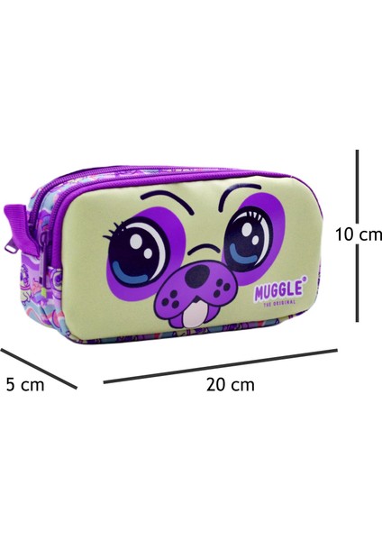 Dog Mor 2 Gözlü Kalemlik Çantası (MU-7020)