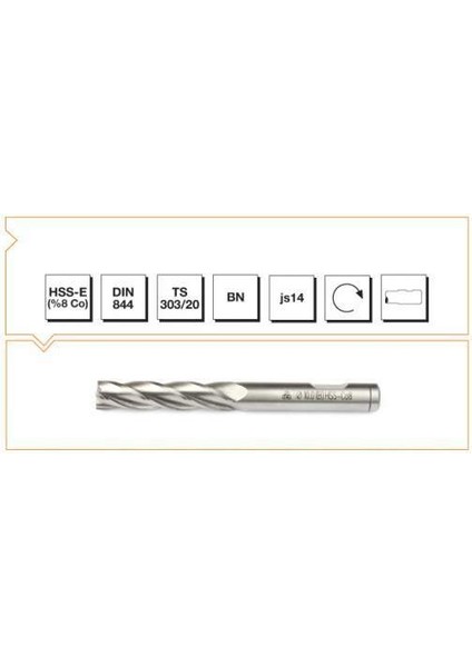 Hsse Dın 844/BN Parmak Freze 16 mm Uzun