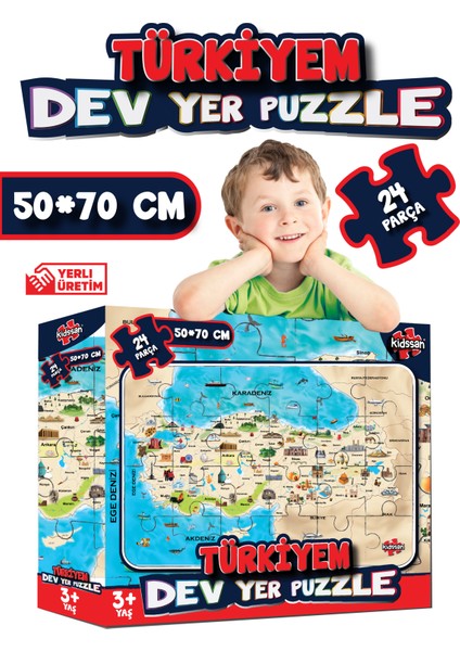 Türkiyem Dev Yer Puzzle 50*70 cm 24 Parça