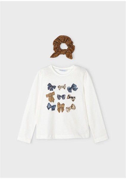 Kız Çocuk Saç Bantlı Baskılı Sweatshirt
