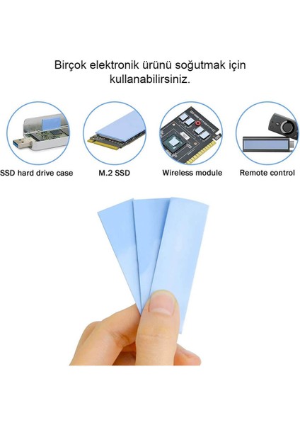 1.0MMX22X70MM Termal Pad M2 SSD Ngff Nvme 2280 Chipset Soğutucu - 7X2CM - Mavi - 3.6W/MK