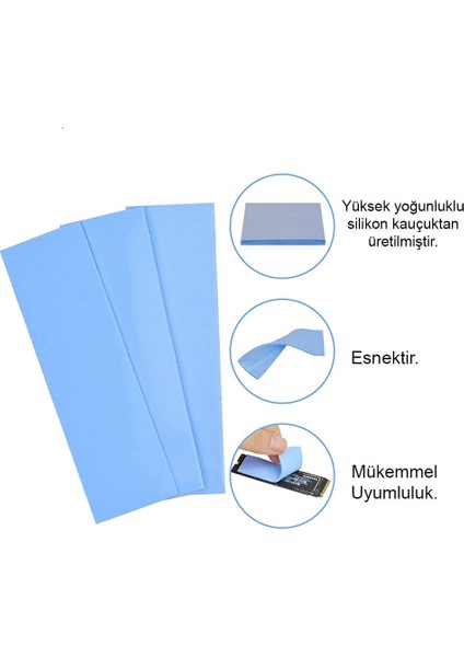 1.0MMX22X70MM Termal Pad M2 SSD Ngff Nvme 2280 Chipset Soğutucu - 7X2CM - Mavi - 3.6W/MK