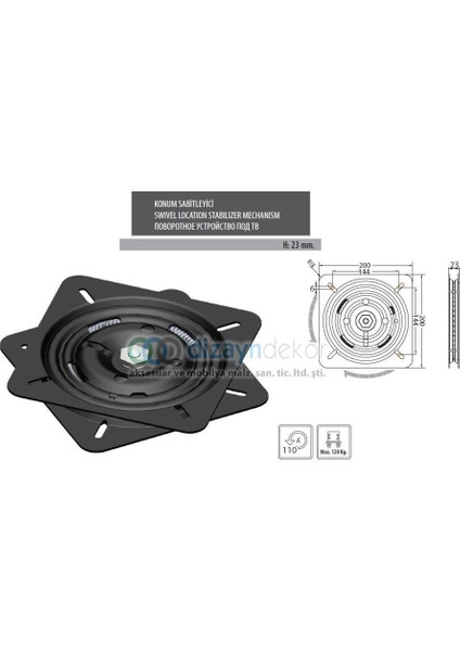 Konum Sabitleyici Döner Tv Ve Tabure Altı 200*200*23 Mm fiyatları