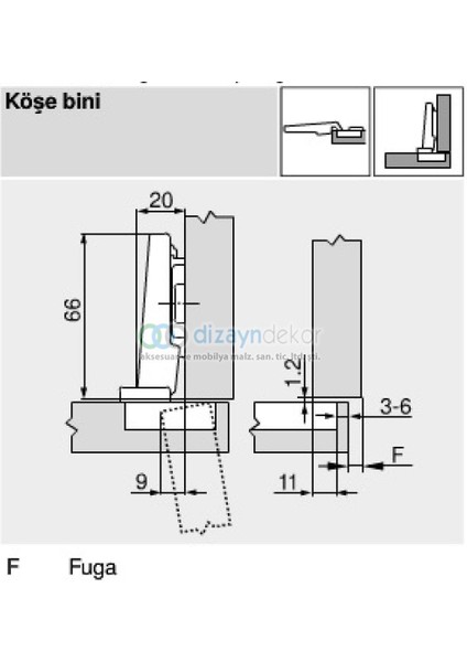 Kalın Kapak Klip Düz Menteşe 71t9550 + 173l6100