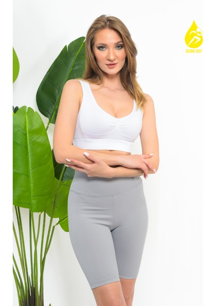 Kadın Modal Crop Top Büstiyer Toparlayıcı Kalın Askılı Seamless Dikişsiz Örme Bustiyer