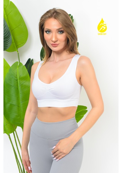 Kadın Modal Crop Top Büstiyer Toparlayıcı Kalın Askılı Seamless Dikişsiz Örme Bustiyer