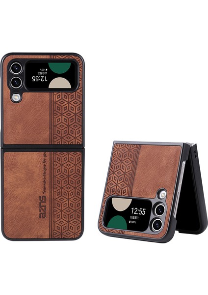 Samsung Galaxy Z Flip 3 Için Uygun Kabartmalı Desen Retro Cep Telefonu Kılıfları (Yurt Dışından)