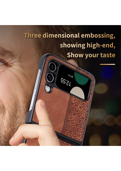 Samsung Galaxy Z Flip 3 Için Uygun Kabartmalı Desen Retro Cep Telefonu Kılıfları (Yurt Dışından) modelleri