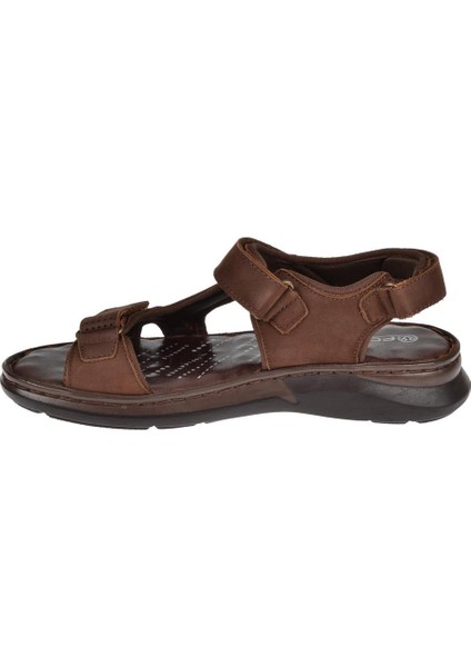 Deri Cırtlı Comfort Erkek Sandalet For-Bruce Kahve