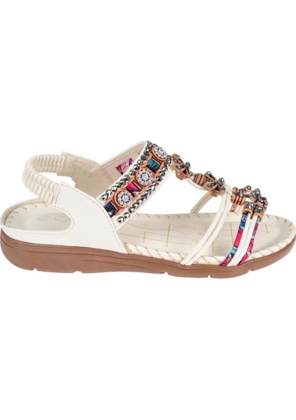 Taşlı Comfort Kadın Sandalet GJ-15083 Beyaz fiyatları