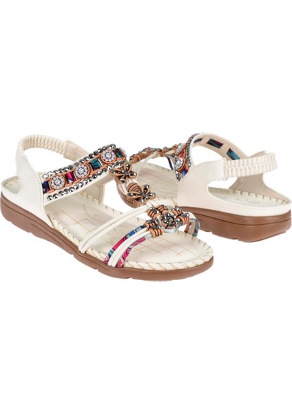 Taşlı Comfort Kadın Sandalet GJ-15083 Beyaz indirimleri