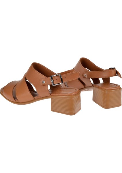 Deri Alçak Topuk Kadın Sandalet MX-1113 Taba indirimleri