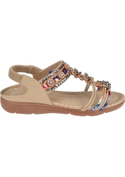 Taşlı Comfort Kadın Sandalet GJ-15083 Bej fiyatları