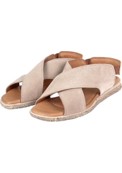 Hakiki Deri Kadın Sandalet PLM-706 BEJ SÜET fırsatları