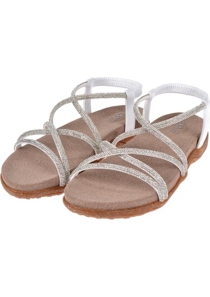 Taşlı Comfort Kadın Sandalet SMS-2546 BEYAZ TAŞLI fırsatları