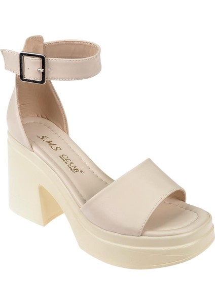 Platform Taban Kadın Sandalet SMS-1623 BEJ