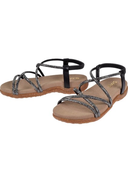 Taşlı Comfort Kadın Sandalet SMS-2546 SİYAH TAŞLI fırsatları