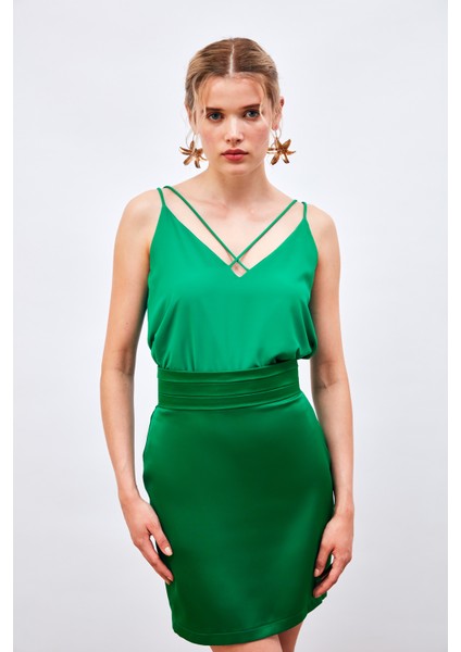 Çapraz Ip Askılı Bluz - Yeşil fiyatları