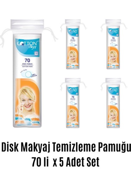 Disk Makyaj Temizleme Pamuğu 70 Li x 5 Adet Set