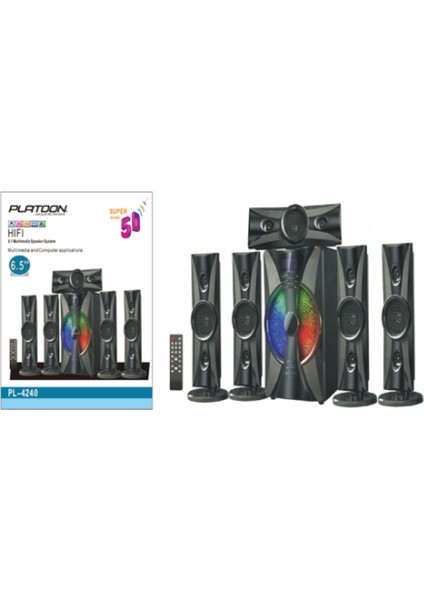 PL-4240 5d Super 5+1 Rgb Sd USB Fm Bluetooth Subwoofer Multimedia Ses Sistemi