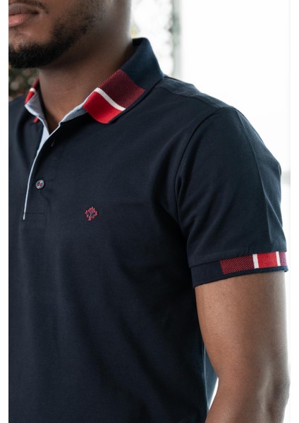 Paul Martin Regular Fit Desenli Polo Yaka Pamuklu Lakost Kumaş Kısa Kol Erkek T-Shirt