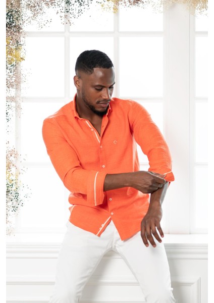 Slim Fit Gofre Kumaş Uzun Kol Erkek Yazlık Gömlek modelleri