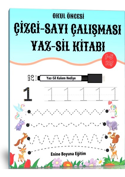 Okul Öncesi Çizgi-Sayı Çalışması Yaz-Sil Kitabı