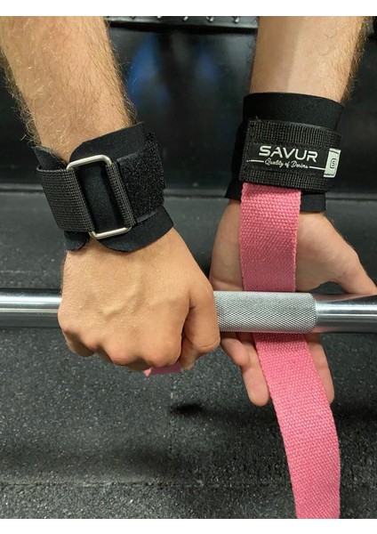 Bilekli Fitness Strap - Lifting Straps, Ağırlık Kayışı Siyah