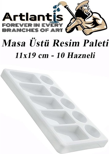 Masa Üstü Resim Paleti 1 Adet 10 Hazneli Boya Paleti 11 x 19 cm