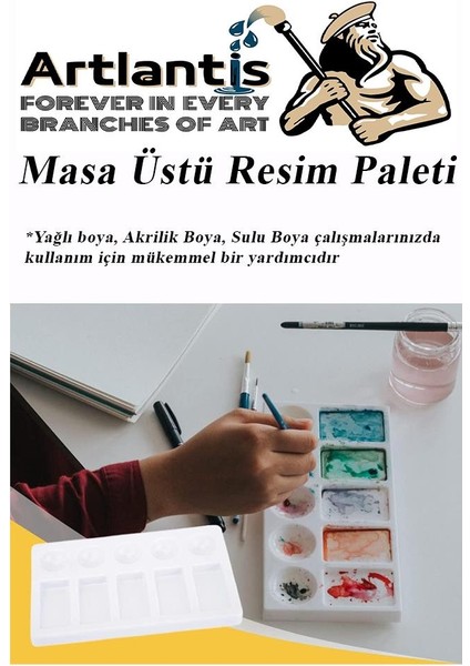 Masa Üstü Resim Paleti 1 Adet 10 Hazneli Boya Paleti 11 x 19 cm