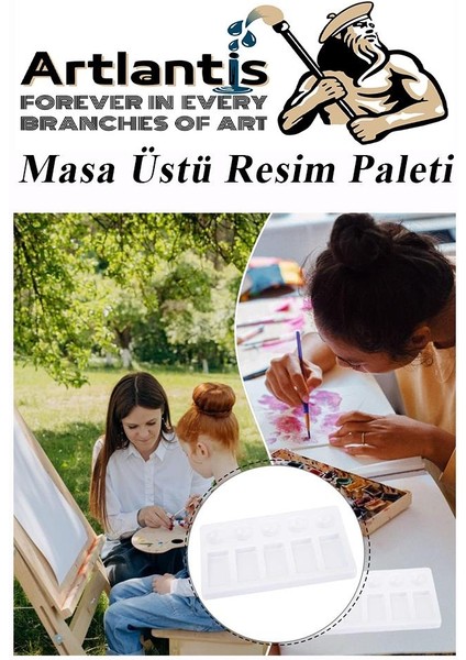 Masa Üstü Resim Paleti 1 Adet 10 Hazneli Boya Paleti 11 x 19 cm