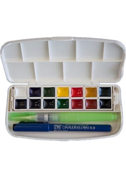 Transparent Watercolor Set 14 Renk Taş Sulu Boya Seti