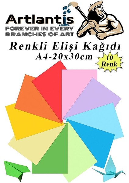 Elişi Kağıdı A4 10 Renk 1 Paket El Işi Kağıdı 10 Lu Kreş Ana Sınıfı Okul Öncesi Sınıf Malzemesi