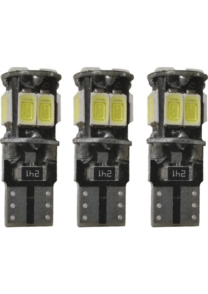 Araç Içi Canbus 10 Smd LED Aydınlatma W5W T10 Tavan Ampül Plaka Işığı Beyaz 3 Adet