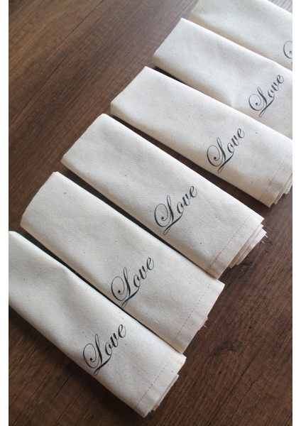 12 Adet Love Naturel Keten Servis Sunum Peçetesi modelleri