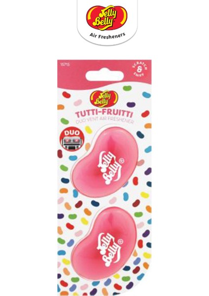 Jelly Belly Duovent Kalotifer Geçme Koku Tutti Fruitti  14GR. Muz, Mandalina, Vanilya, Ahududu Aroma