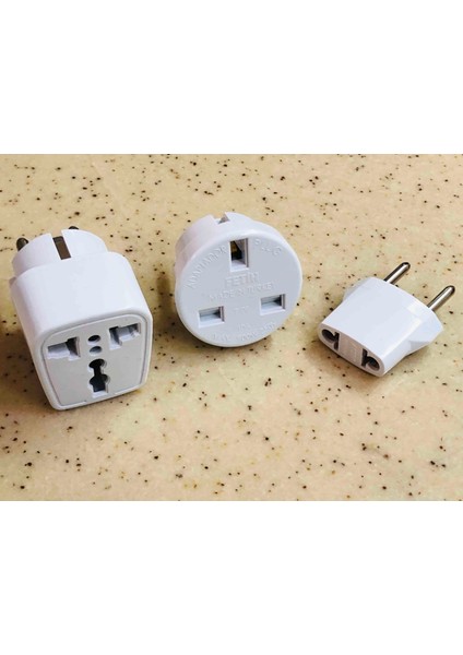3 Tane Farklı Tip Üniversal Elektrik Prizi Dönüştürücü Seti Amerikan Ingiliz Avusturalya Singapur