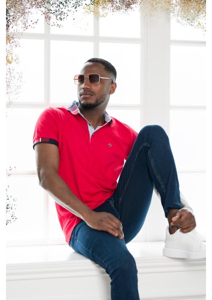 Regular Fit Desenli Polo Yaka Pamuklu Lakost Kumaş Kısa Kol Erkek T-Shirt modelleri