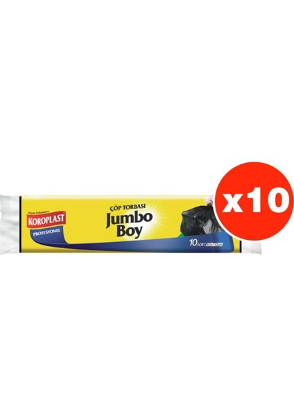 Profesyonel 10'lu Jumbo Boy Çöp Torbası x 10 Paket 80 x 110 cm