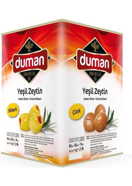 Duman Gurme Birinci Kalite Kahvaltılık Çizik Yeşil Zeytin  S Boy (320-350) Klb 10 kg