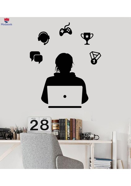 Gaming Zone Duvar Sticker Gamer Video Oyunları Espor Dizüstü Çocuk Odası Çıkartmaları Eşsiz Hediyelik