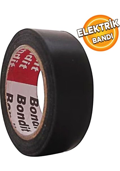 Bondit Elektrikçi Bandı Siyah Izole Elektirik Bant Bandı Pvc 19 mm Geniş 9 Metre