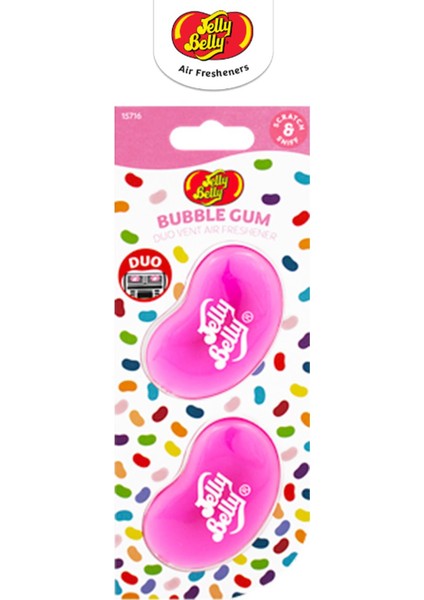 Jelly Belly Duovent Kalotifer Geçme Koku Bubblegum 14GR. Sakız, Keklik Üzümü, Vanilya, Portakal Arom