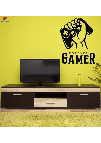 Oturma Odası, Ofis, Dükkan Duvar Sticker Gamer Forever Alıntı Kelimeler Kapı Üzerinde Logo Joystick Video Oyunu Çıkartmaları