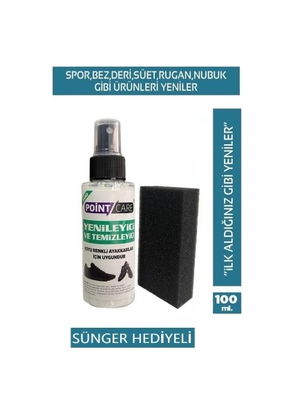 Spor ve Süet Ayakkabı Yenileyici ve Temizleyici Sprey Sihirli Sıvı 100ML + Sünger