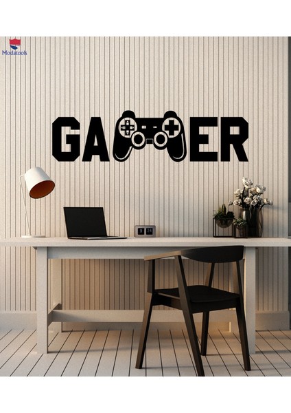 Oyun Bölgesi Duvar Sticker Gamer Word Gamepad Oyun Odası Dekorasyon Çıkartmaları