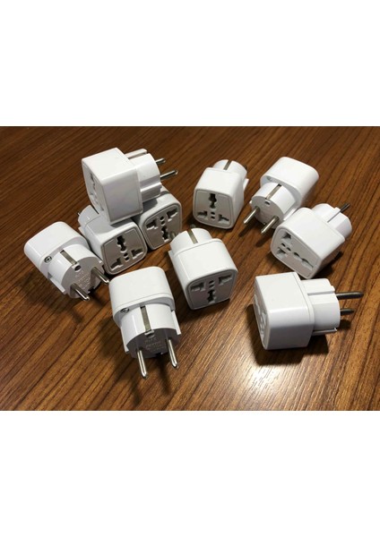 10 Adet Amerikan Tipi Priz Dönüştürücü Fiş Çevirici Adaptörü Aparatı Topraklı Kare Model
