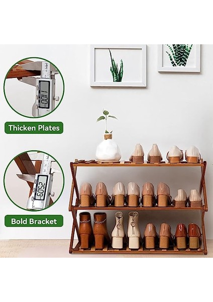 Adazero 3 Katmanlı Montajsız Ayakkabı Rafı, Antre ve Dolap Için Katlanabilir Ayakkabı Düzenleyici, Doğal Bambu Ayakkabı Rafı (Yurt Dışından) indirimleri