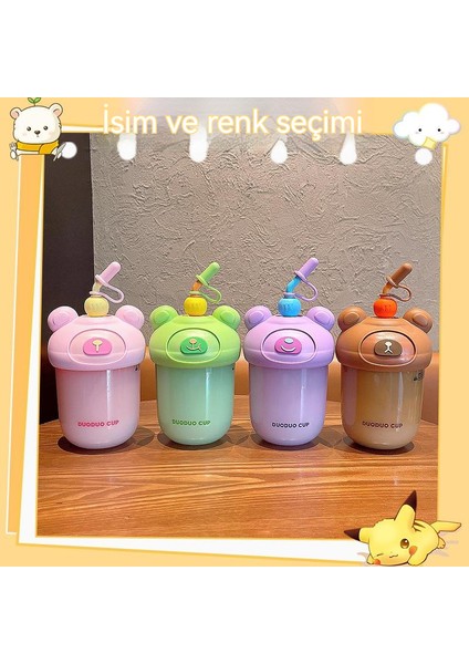 600ML Girls Summer Straw Taşınabilir Sevimli Su Bardağı (Yurt Dışından)