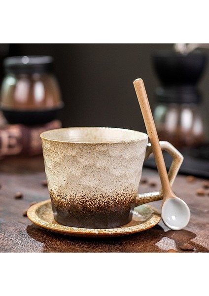 330 ml Seramik Kahve Fincanı - Siyah / Gri (Yurt Dışından)